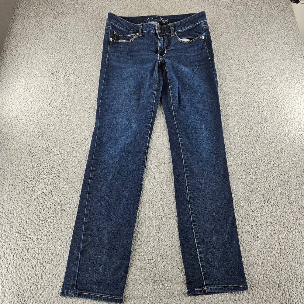 sold American Eagle Jeans Womens 12 Actual (31x30) Blue Denim Skinny Super Stre